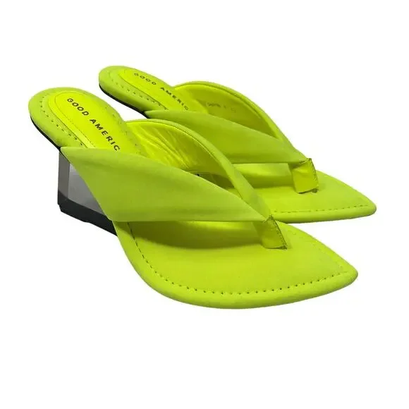Good American Clear Wedge Sandals Size 5.5 Chartreuse GA077N-X - Picture 4 of 5